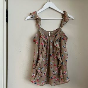 Lauren Conrad Floral Print Ruffle Tank